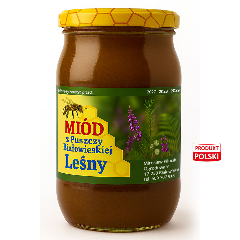 Miód leśny 1250g – naturalny, świeży 2025, z własnej pasieki w sklepie Miód z Puszczy