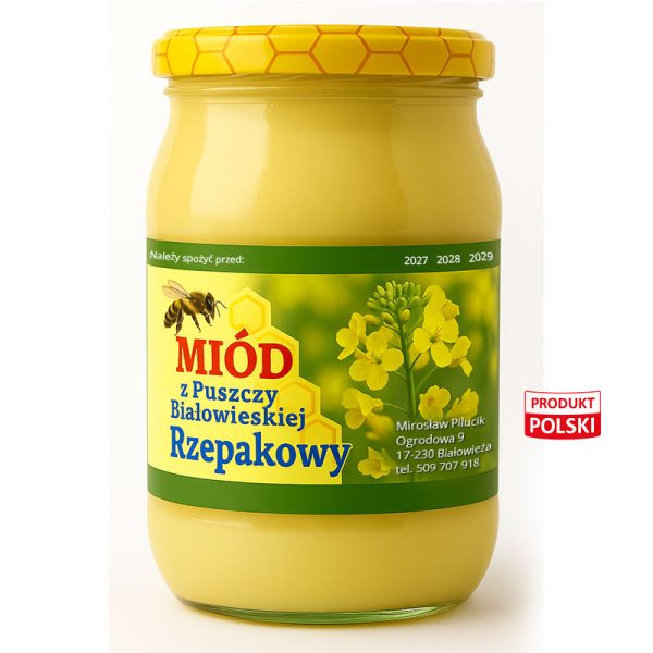 Miód rzepakowy naturalny 1250 g – sklep online Pasieka Miód z Puszczy